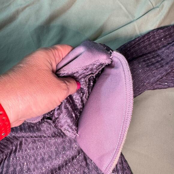 Alex Evenings Women's Plus Sz 2X Purple with Silver Open front Jacket Blazer LS - Picture 6 of 10